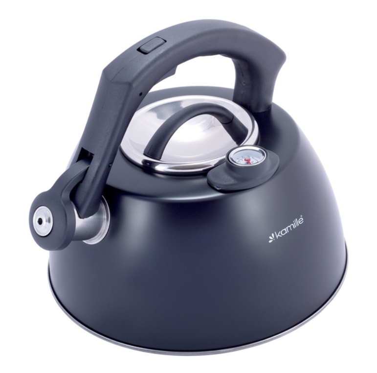 Чайник 3 л Kamille із нержавіючої сталі зі свистком та термометром, фото 1
