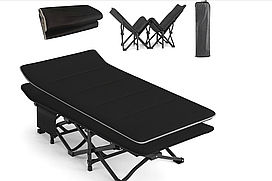 Туристична похідна розкладачка з Mesh-матрацом LEOBRO Black (LB-CC-L1-BLK)