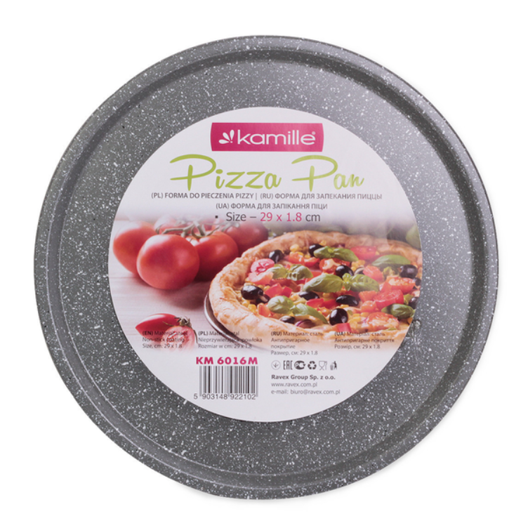 Форма для запікання піци Kamille 29 см із вуглецевої сталі з мармуровим покриттям, фото 1
