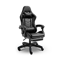Геймерське ігрове крісло комп'ютерне 4Points GT з підставкою для ніг з подушками розкладне чорне