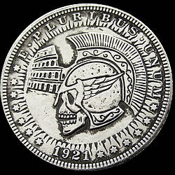 Сувенір монета долар США 1921 "Череп у римським шоломі". Hobo Coin American Morgan