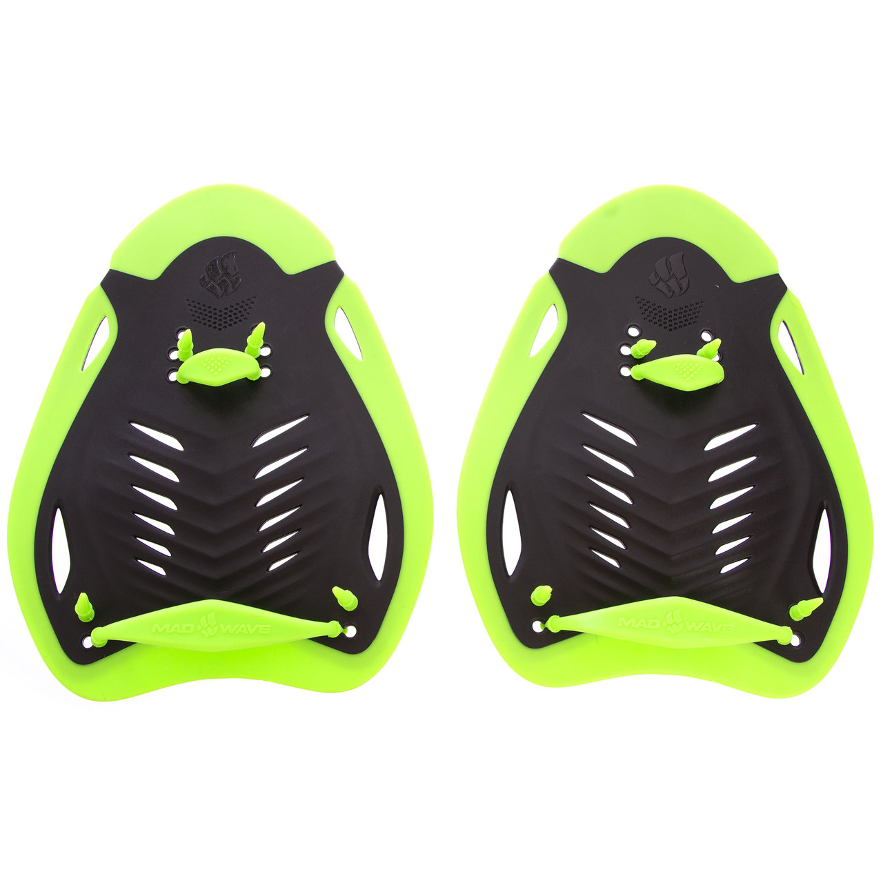 Лопатки для плавання ласти для рук MadWave ERGO M074702 S-L чорний-зелений, фото 1