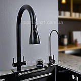 Кухонна мийка зі змішувачем Valeso 75*45 прямокутна з функцією Водоспад з глибокою чашею і PVD-покриттям, фото 4