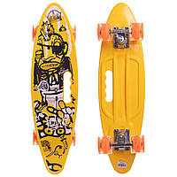 Пенні борд Penny Board круїзер пластиковий з колесами які світяться та ручкою для перенесення 24" SP-Sport SK-2306-4 жовтий-чорний