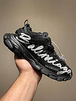 Шкіряні чорні жіночі кросівкиBalenciaga Track Signature Black - демісезонні балансіага трек