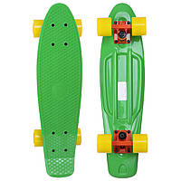 Пенні борд Penny Board круїзер пластиковий 22" FISH SK-401-15 зелений-помаранчевий-жовтий