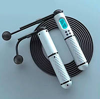 Розумна скакалка 2в1 на підшипниках з електронним лічильником стрибків, калорій і таймером для схуднення Білий