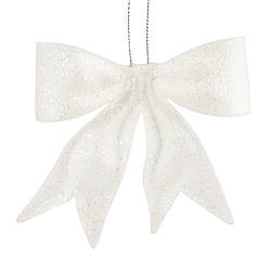 Ялинкова іграшка "Блискучий бантик", біла, 11 см Solar Moon