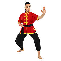 Костюм для занять кунг-фу або ушу (іфу) LIBOWANG CO-8871 140-180см червоний