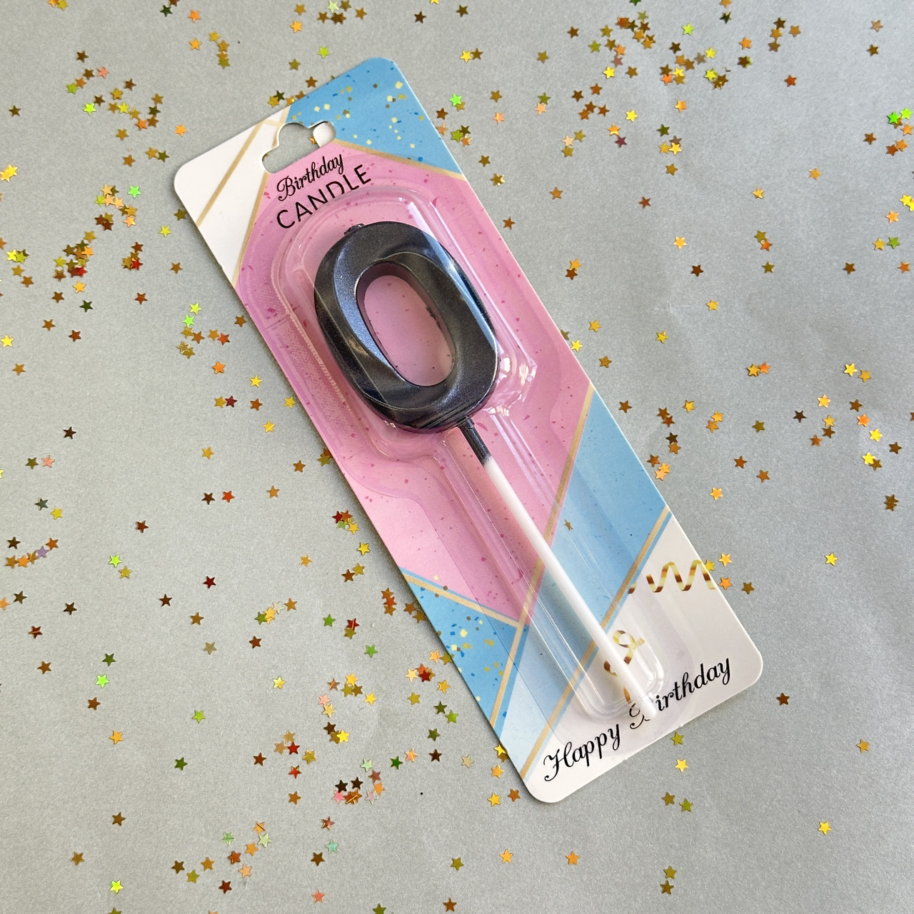 Свічка цифра 0 грані чорна, 11 см, фото 1