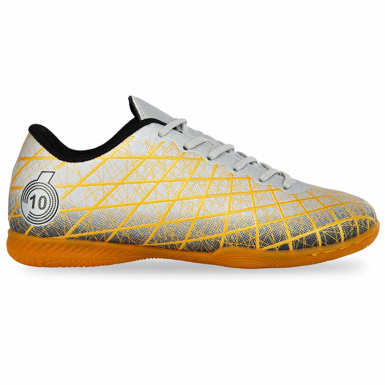 Футзалки взуття для міні-футболу дитяче SP-Sport 333B-35-39-1 розмір 35-39 сірий-золотий, фото 1