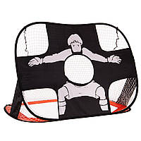 Ворота футбольні 2 в 1 складні тренувальні з натяжною мішенню PORAY SP-Sport PS-SN006 1шт чорний-помаранчевий