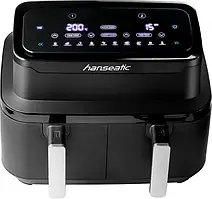 Аерофритюрниця HANSEATIC HAF212600D 2в1 з XXL-об’ємом 9 л, функцією сушіння, двома лотками та сенсорним дисплеєм