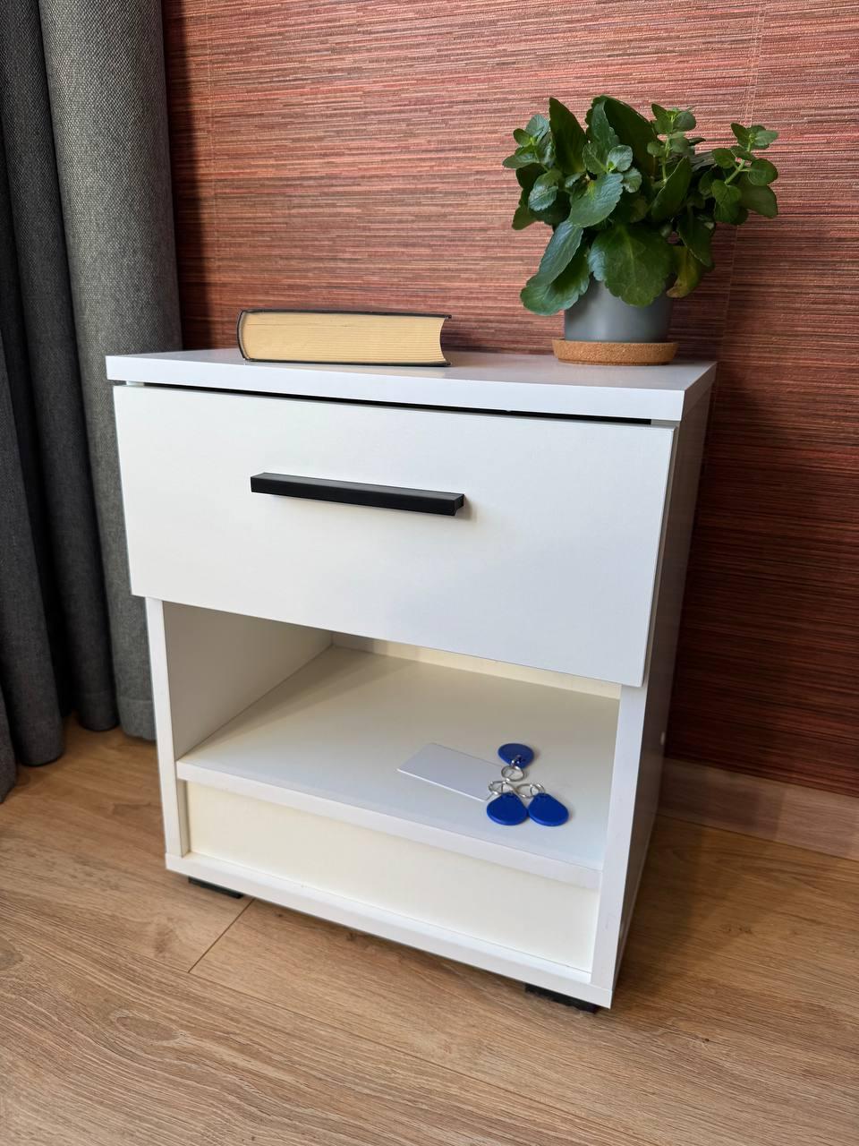 Приліжкова тумба-сейф зі секретом-схованкою колір білий h45*40*30 cм, фото 1