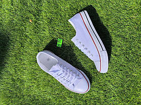 СКІДКА 38 р Конверси жіночі БІЛІ кеди кросівки в стилі chuck teylor чоловічі унісекс текстиль демі, фото 2