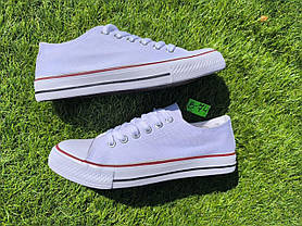 СКІДКА 38 р Конверси жіночі БІЛІ кеди кросівки в стилі chuck teylor чоловічі унісекс текстиль демі, фото 3