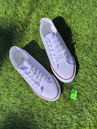 СКІДКА 38 р Конверси жіночі БІЛІ кеди кросівки в стилі chuck teylor чоловічі унісекс текстиль демі, фото 1