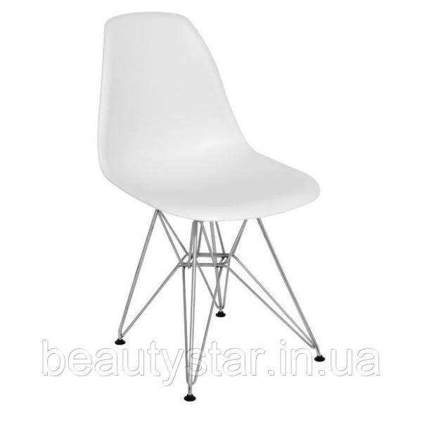 Стілець без регулювання ТАУЕР пластиковий білий ніжки метал для кухні або переговорної, фото 1