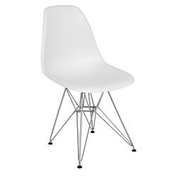 Стілець без регулювання ТАУЕР пластиковий білий ніжки метал для кухні або переговорної