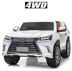Дитячий електромобіль Lexus 570 M 3906EBLR-1. 4 мотори 35W, акумулятор 2×12V 7Ah. Джип для дітей 4×4 з MP4 планшетом (білий)