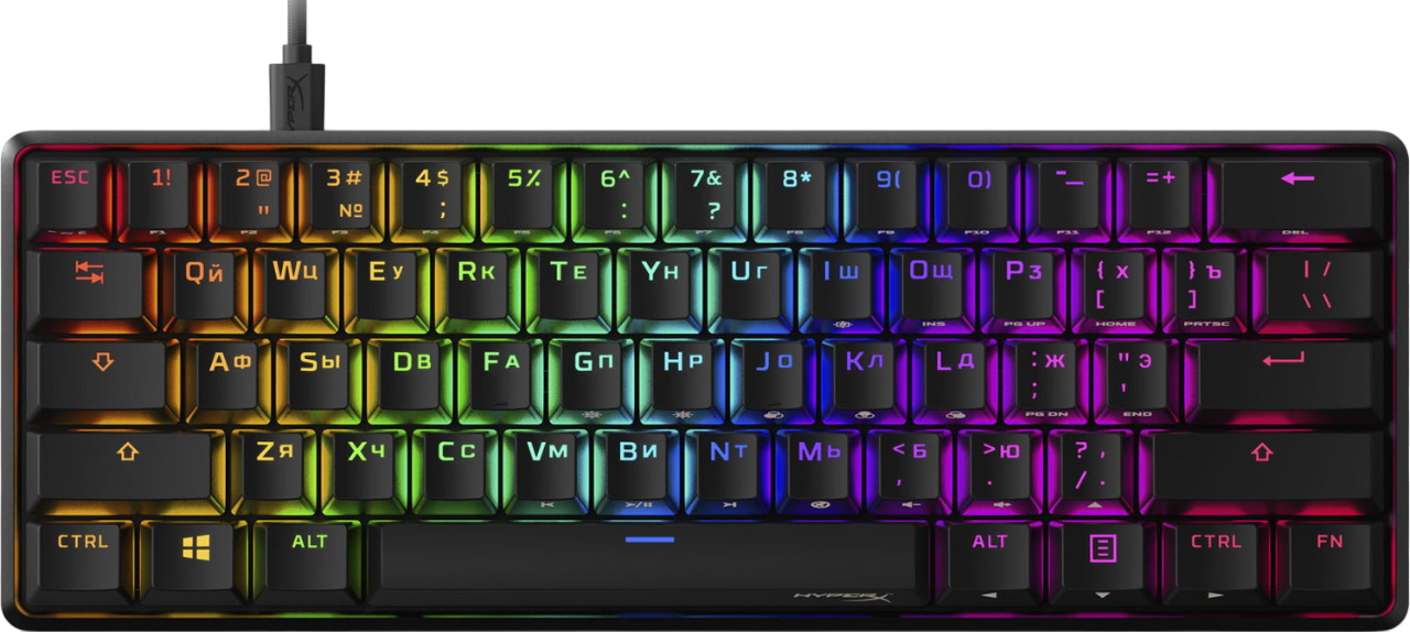 Клавіатура HyperX Alloy Origins 60 Red UA RGB Black (4P5N4AA)