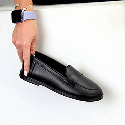 Класичні повсякденні чорні шкіряні лофери виробництво Україна