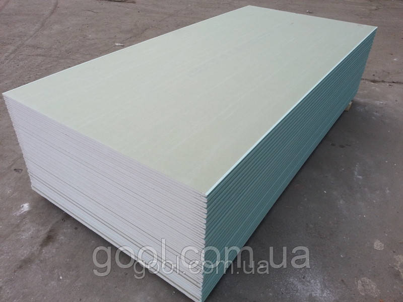 Гіпсокартон стіновий вологостійкий Кнауф (Knauf) 2000х1200х12,5мм