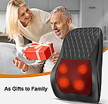 Ергономічна масажна подушка з підігрівом та 3 режимами – для шиї, спини, попереку та ніг, фото 6