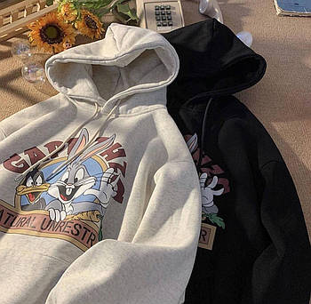 Худі жіноче оверсайз з тринитки на флісі з принтом (Норма)