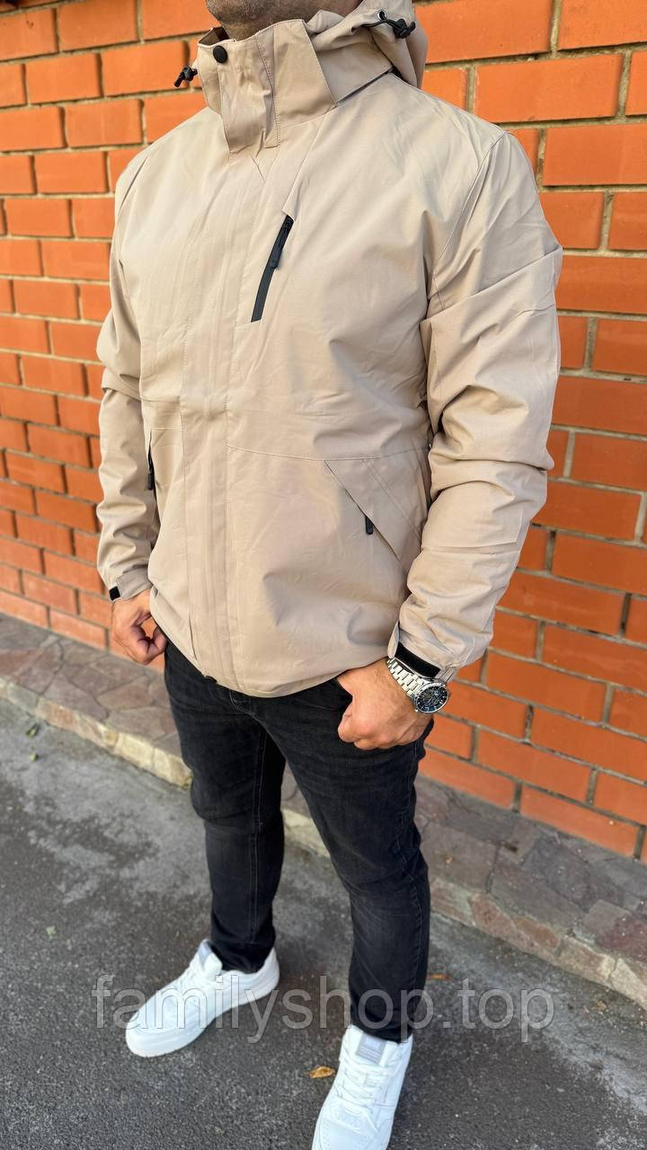 Чоловіча подовжена легка тепла куртка на синтепоні 100 і флісі з капюшоном, фото 1