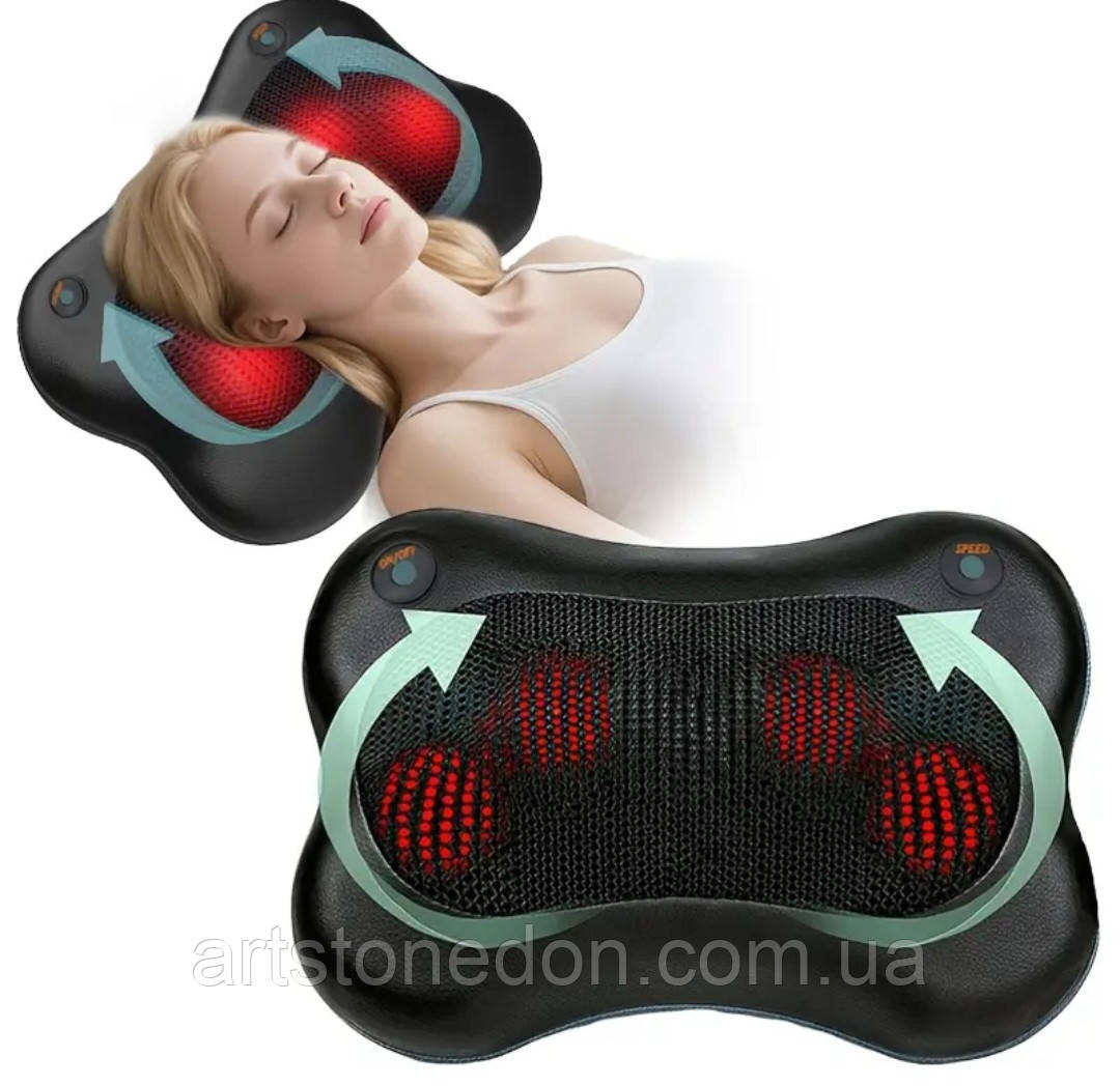 Масажна подушка Шиацу з підігрівом – для шиї, спини, попереку та ніг, фото 1