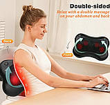 Масажна подушка Шиацу з підігрівом – для шиї, спини, попереку та ніг, фото 3