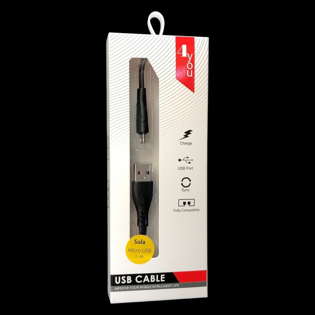 Кабель Usb Micro USB 4you Sula black (2.4A, 1м, Silicone)