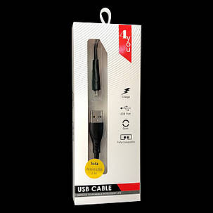 Кабель Usb Micro USB 4you Sula black (2.4A, 1м, Silicone), фото 1