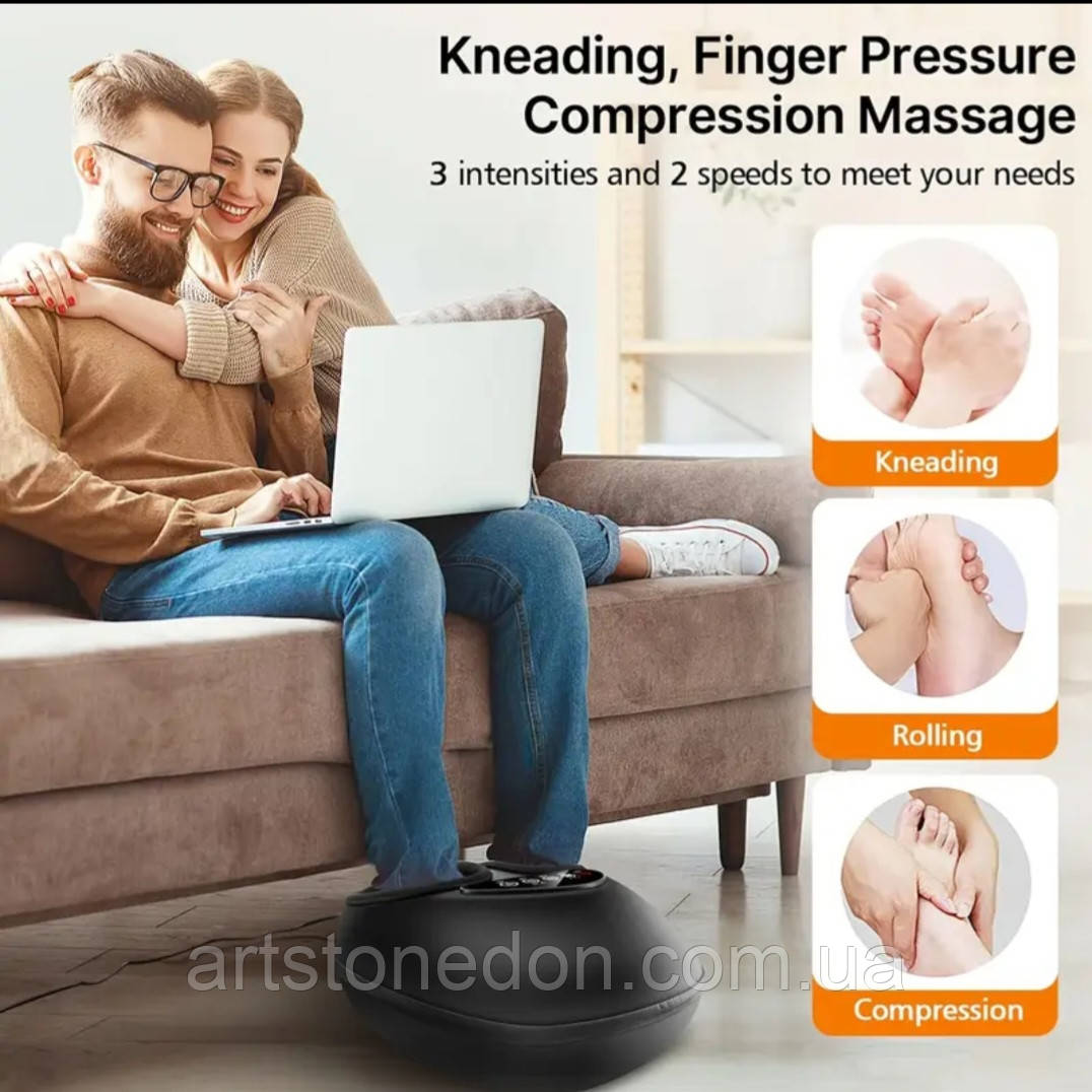 Електричний масажер для ніг з підігрівом і LCD дисплеєм – 3 режими, компресія та знімний чохол, фото 1