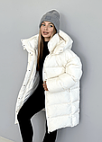 Жіночий подовжений пуховик молочного кольору Максі 01226, фото 4