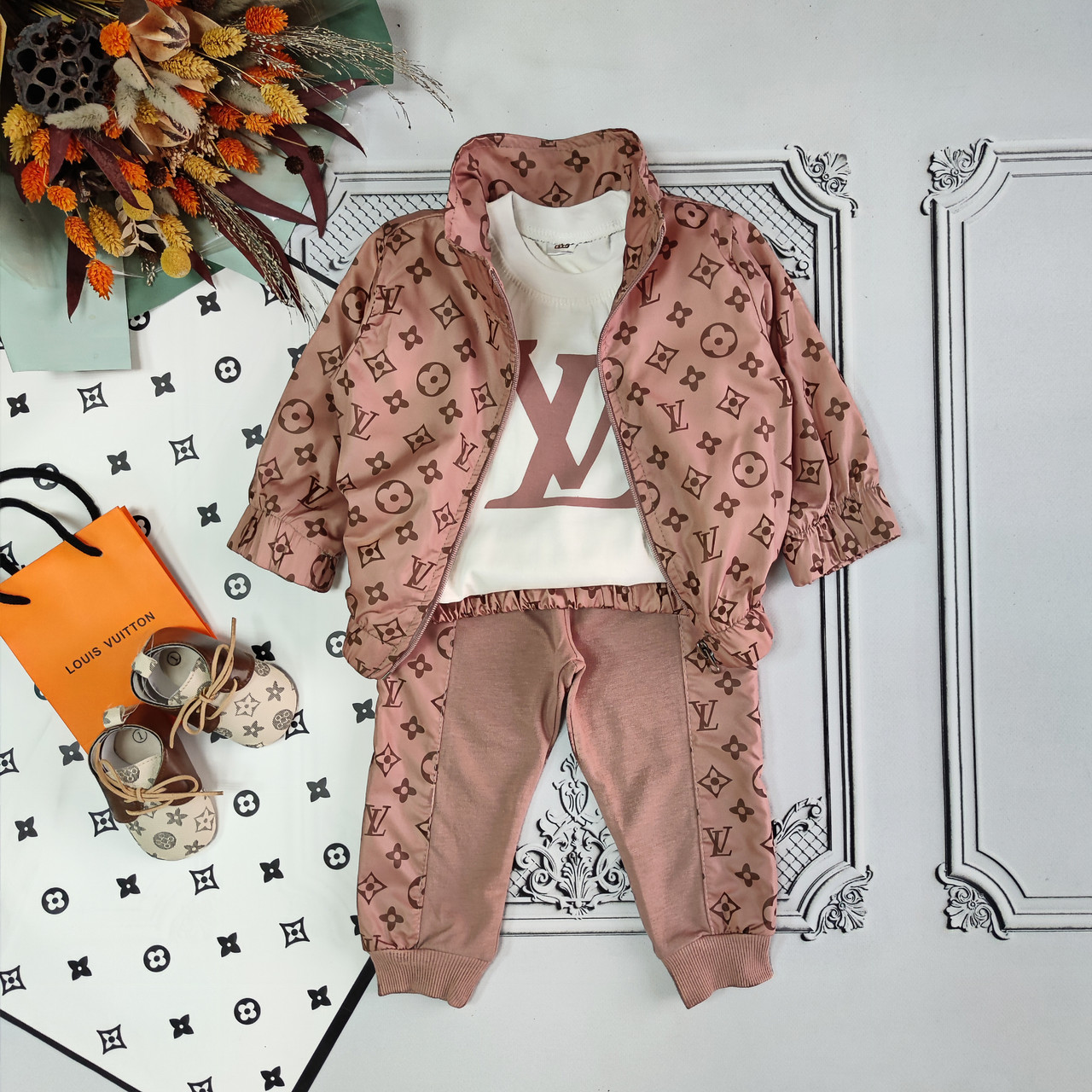 Дитячий костюм з вітрівкою Louis Vuitton, комплект три предмети для хлопчика