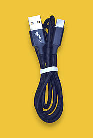 Кабель USB Type-C 4you Rido Fast Charge (2.1A, круглий, тканина, чорний, 1М)