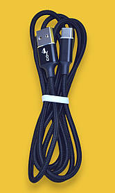 Кабель USB Type-C 4you Rido Fast Charge (2.1A, круглий, тканина, чорний, 1.5М)