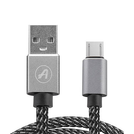 Кабель USB Micro USB Aspor A131 2.4A 1.2m orig 100% (круглий, пластиковий шнур) Black, фото 1