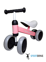 Дитячий велобіг для малюків 1,5-4 роки Balance Baby, 4 колеса. Рожевий