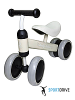 Дитячий велобіг для малюків 1,5-4 роки Balance Baby, 4 колеса. Білий