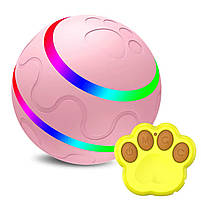 Інтерактивна USB іграшка м'ячик, що обертається на пульту AUTO PET TOY BALL для собак рожевий 8 см