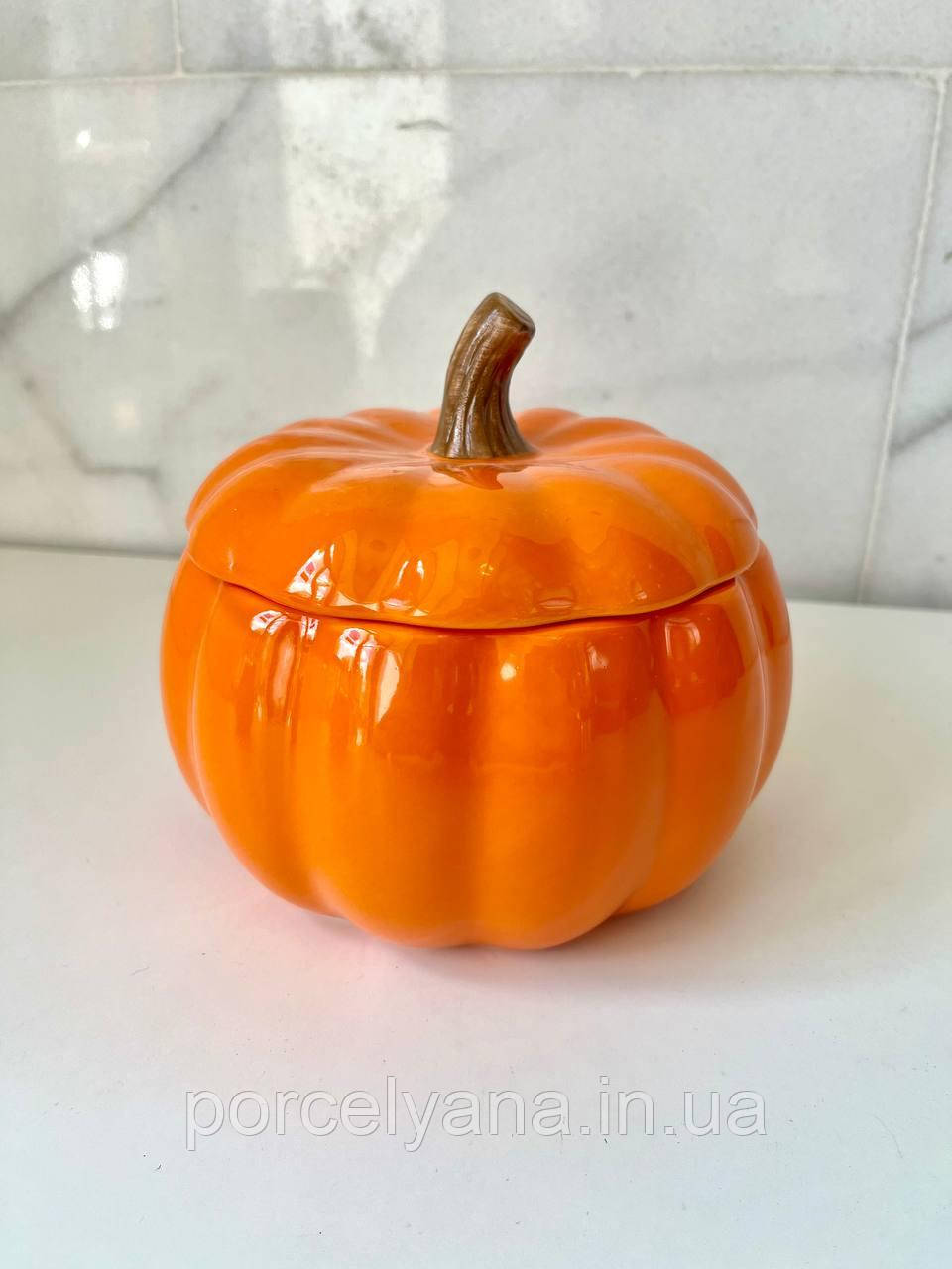 Банка керамічна у формі Гарбуза 1000мл, колір - помаранчевий, фото 1