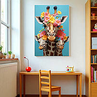 Яскрава картина Веселий жираф в окулярах Настінний декор в дитячу Фотодрук на полотні 30х20см, фото 6