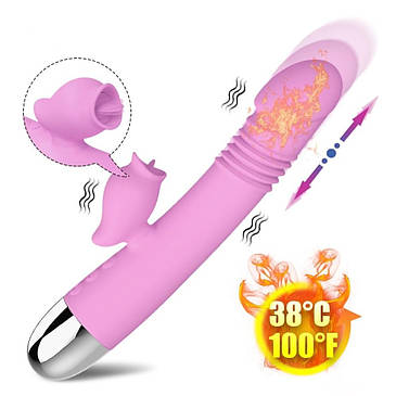 Фалоімітатор Love Toy з підігрівом та ефектом язичка, вібратор для клітора і точки G, фото 1