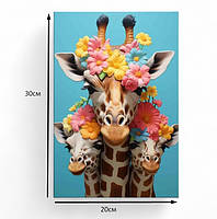 Яскрава картина Веселий жираф в окулярах Настінний декор в дитячу Фотодрук на полотні 30х20см, фото 7