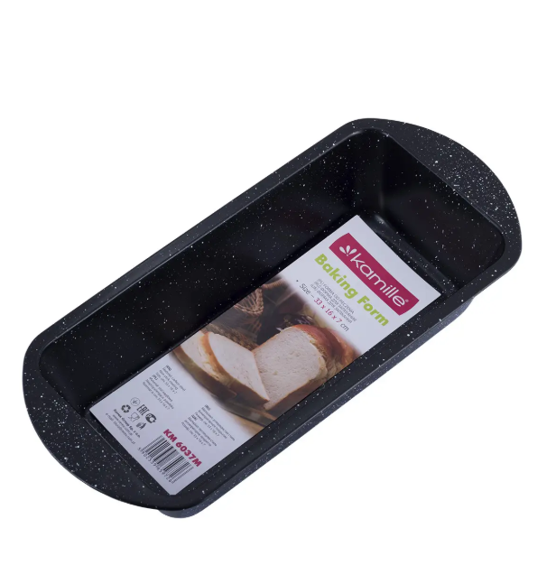 Форма для запікання 35х16х7, 5 см Kamille з вуглецевої сталі з мармуровим покриттям, фото 1