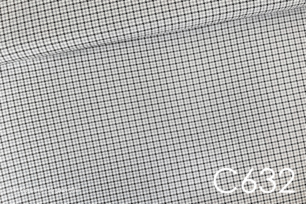 Тканина сатин Дрібна гусяча лапка, клітинка чорно-сіра