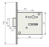 Замок врізний сувальдний 755 (аналог Bruno 755F), 3 ключа, фото 3